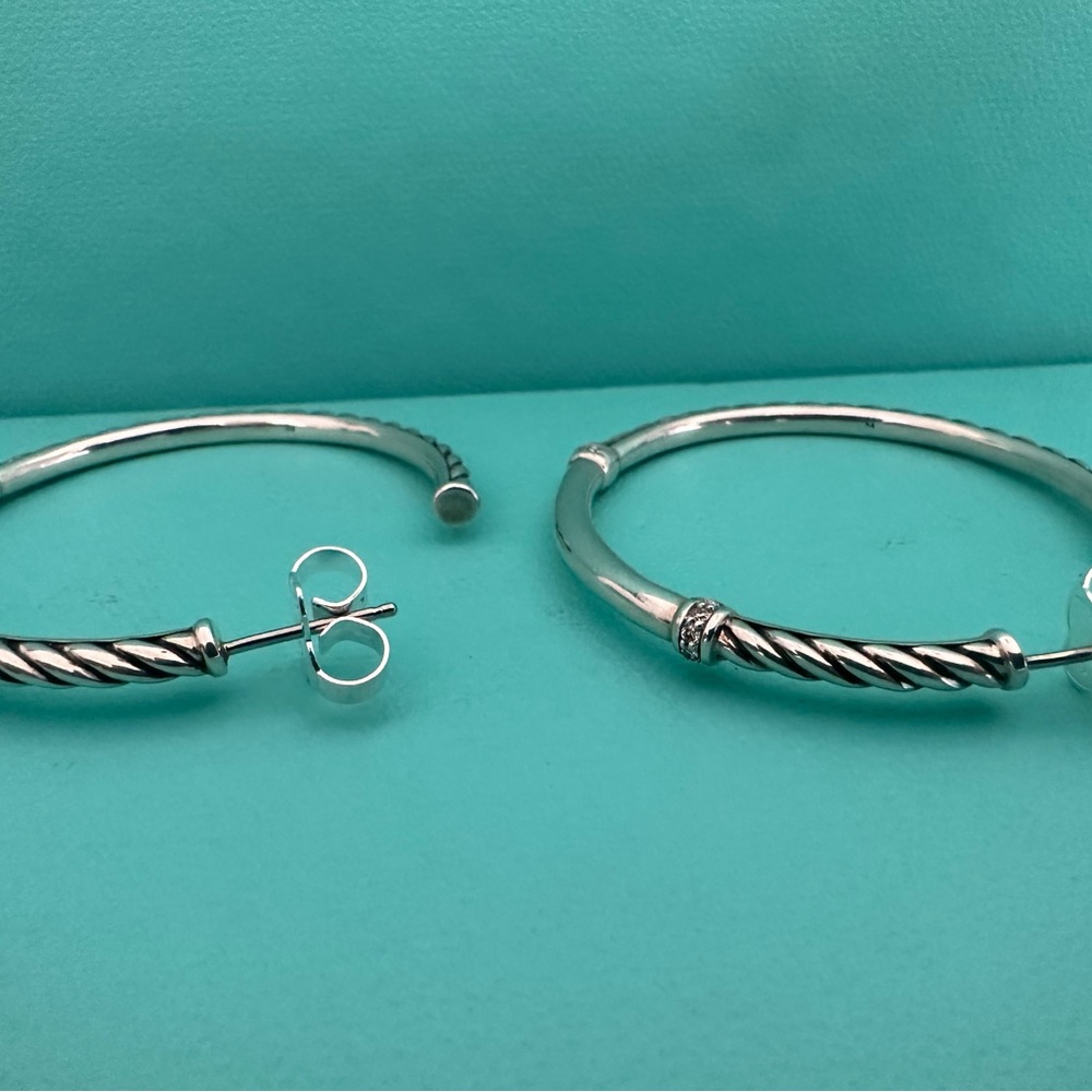 David Yurman Silver Hoop Earrings - Picture 7 of 14